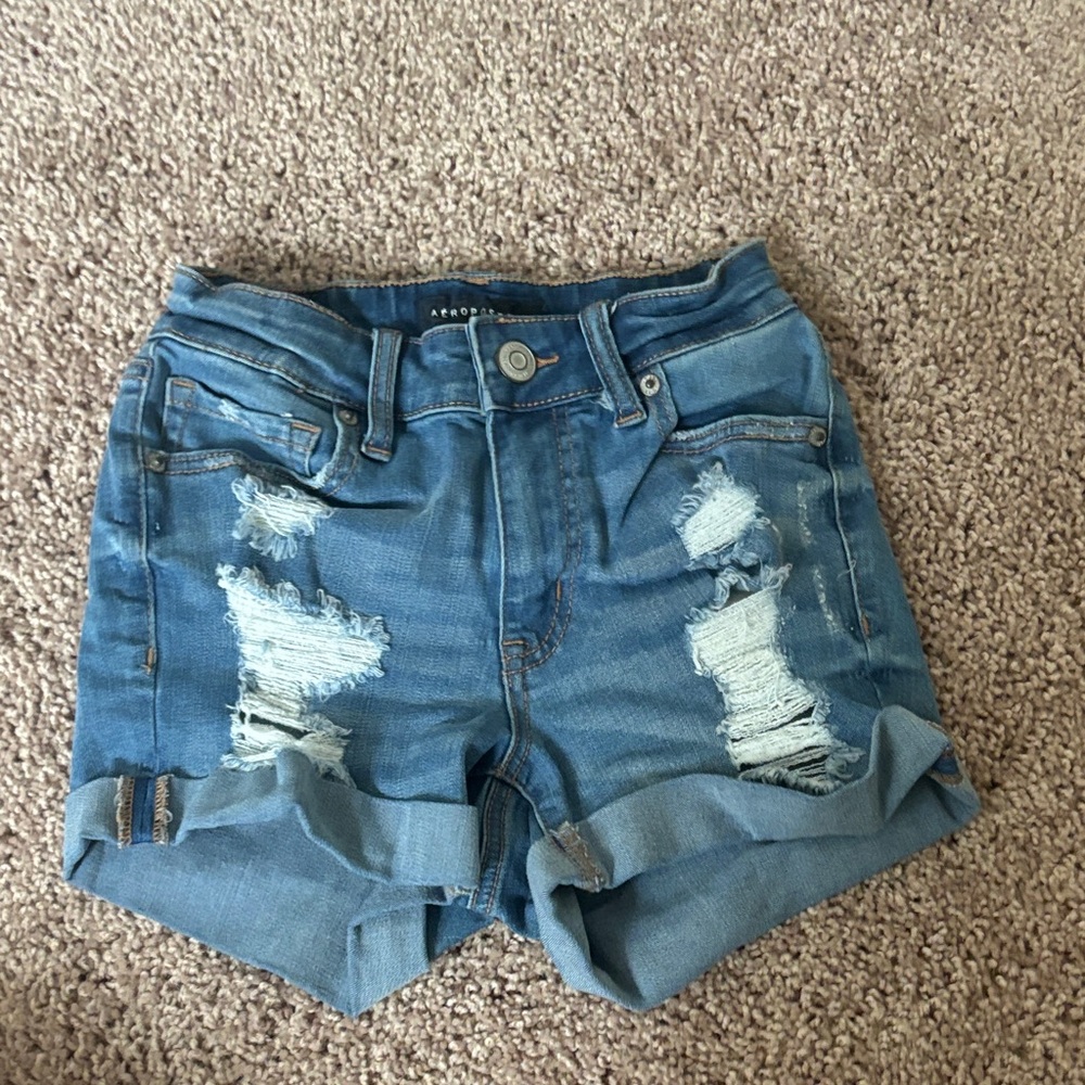 Aeropostale Women's Distressed Blue Jean Shorts